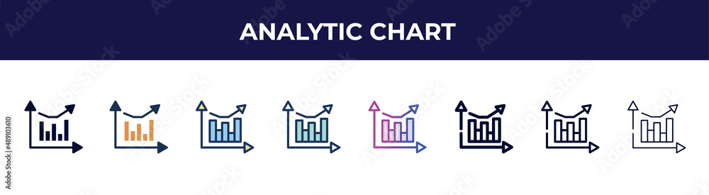 analytic chart icon in 8 styles. line, filled, glyph, thin outline, colorful, stroke and gradient styles, analytic chart vector sign. symbol, logo illustration. different style icons set. analytic chart icon in 8 styles. line, filled, glyph, thin outline, colorful, stroke and gradient styles, analytic chart vector sign. symbol, logo illustration. different style icons set.