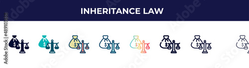 inheritance law icon in 8 styles. line, filled, glyph, thin outline, colorful, stroke and gradient styles, inheritance law vector sign. symbol, logo illustration. different style icons set.