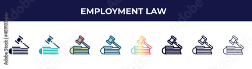 employment law icon in 8 styles. line, filled, glyph, thin outline, colorful, stroke and gradient styles, employment law vector sign. symbol, logo illustration. different style icons set.