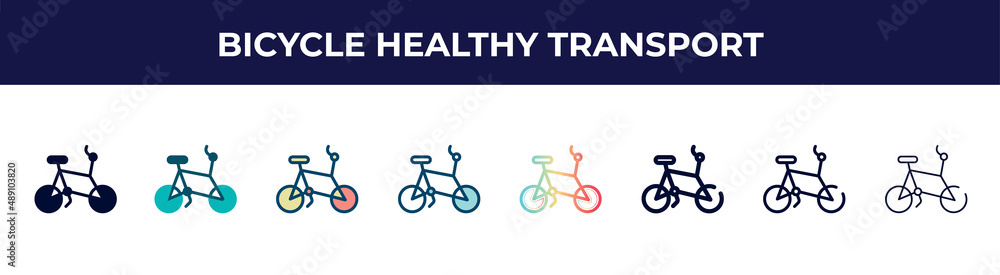 bicycle healthy transport icon in 8 styles. line, filled, glyph, thin outline, colorful, stroke and gradient styles, bicycle healthy transport vector sign. symbol, logo illustration. different style bicycle healthy transport icon in 8 styles. line, filled, glyph, thin outline, colorful, stroke and gradient styles, bicycle healthy transport vector sign. symbol, logo illustration. different style