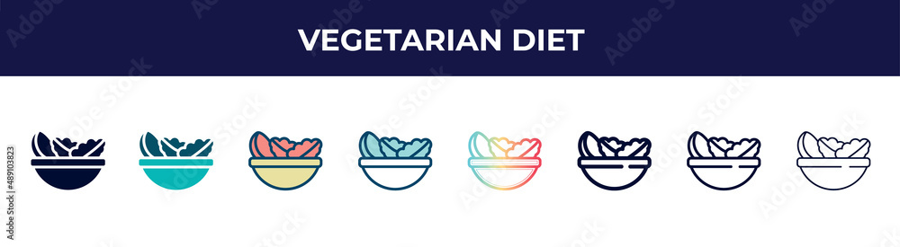 vegetarian diet icon in 8 styles. line, filled, glyph, thin outline, colorful, stroke and gradient styles, vegetarian diet vector sign. symbol, logo illustration. different style icons set. vegetarian diet icon in 8 styles. line, filled, glyph, thin outline, colorful, stroke and gradient styles, vegetarian diet vector sign. symbol, logo illustration. different style icons set.