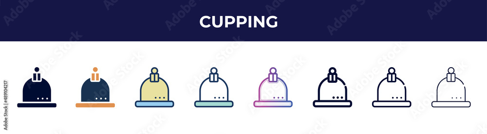 cupping icon in 8 styles. line, filled, glyph, thin outline, colorful, stroke and gradient styles, cupping vector sign. symbol, logo illustration. different style icons set. cupping icon in 8 styles. line, filled, glyph, thin outline, colorful, stroke and gradient styles, cupping vector sign. symbol, logo illustration. different style icons set.