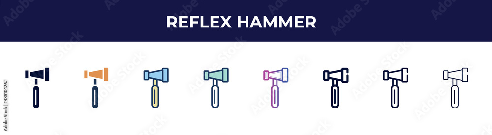 reflex hammer icon in 8 styles. line, filled, glyph, thin outline, colorful, stroke and gradient styles, reflex hammer vector sign. symbol, logo illustration. different style icons set. reflex hammer icon in 8 styles. line, filled, glyph, thin outline, colorful, stroke and gradient styles, reflex hammer vector sign. symbol, logo illustration. different style icons set.