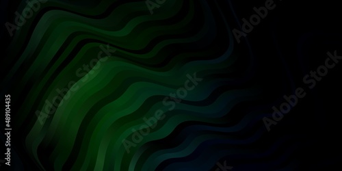 Dark Green vector backdrop with bent lines.