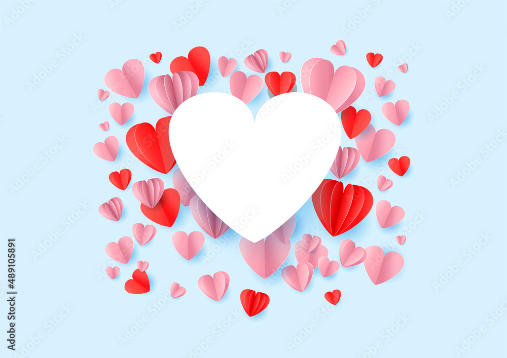 Hearts shapes on a blue background