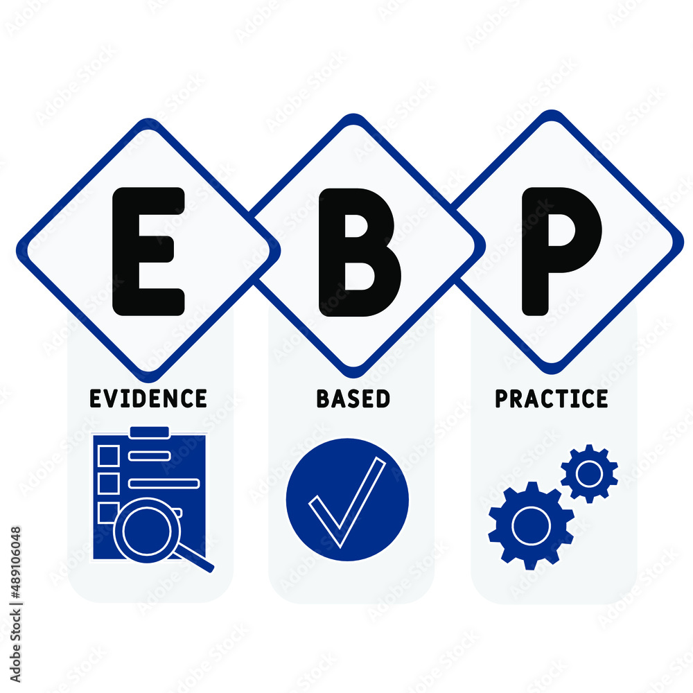 EBP Evidence-based practice acronym. business concept background. vector illustration concept with keywords and icons. lettering illustration with icons for web banner, flyer, landing pag EBP Evidence-based practice acronym. business concept background. vector illustration concept with keywords and icons. lettering illustration with icons for web banner, flyer, landing pag