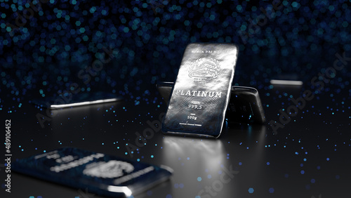Canvastavla Multiple 100g medici platinum bullions randomly distributed on a starry ground