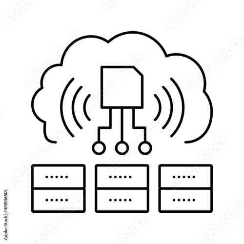 servers storaging info from rfid line icon vector illustration