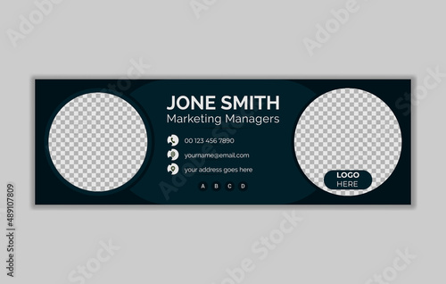 Minimalist email signature template and personal social media cover design, Flat And Modern Email Signature Template, Medium Corporate Email Signature Design