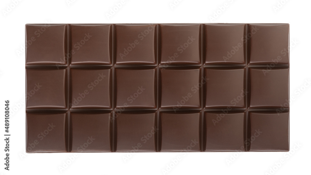 Top view dark chocolate pieces isolated on white background Top view dark chocolate pieces isolated on white background