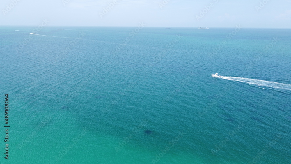 Beautiful blue water and beaches of Miami Beach, Florida.