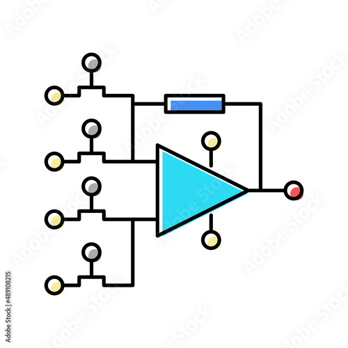 hardware model neural network color icon vector illustration