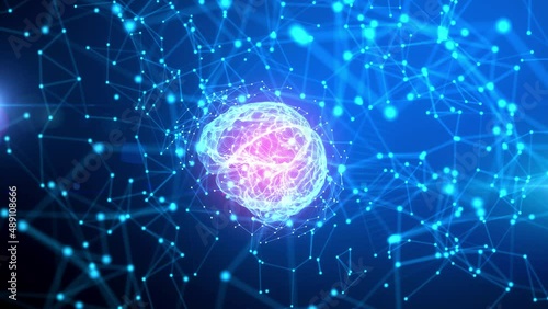 3d Animation the nervous system brain sphere on black background Medical science concept