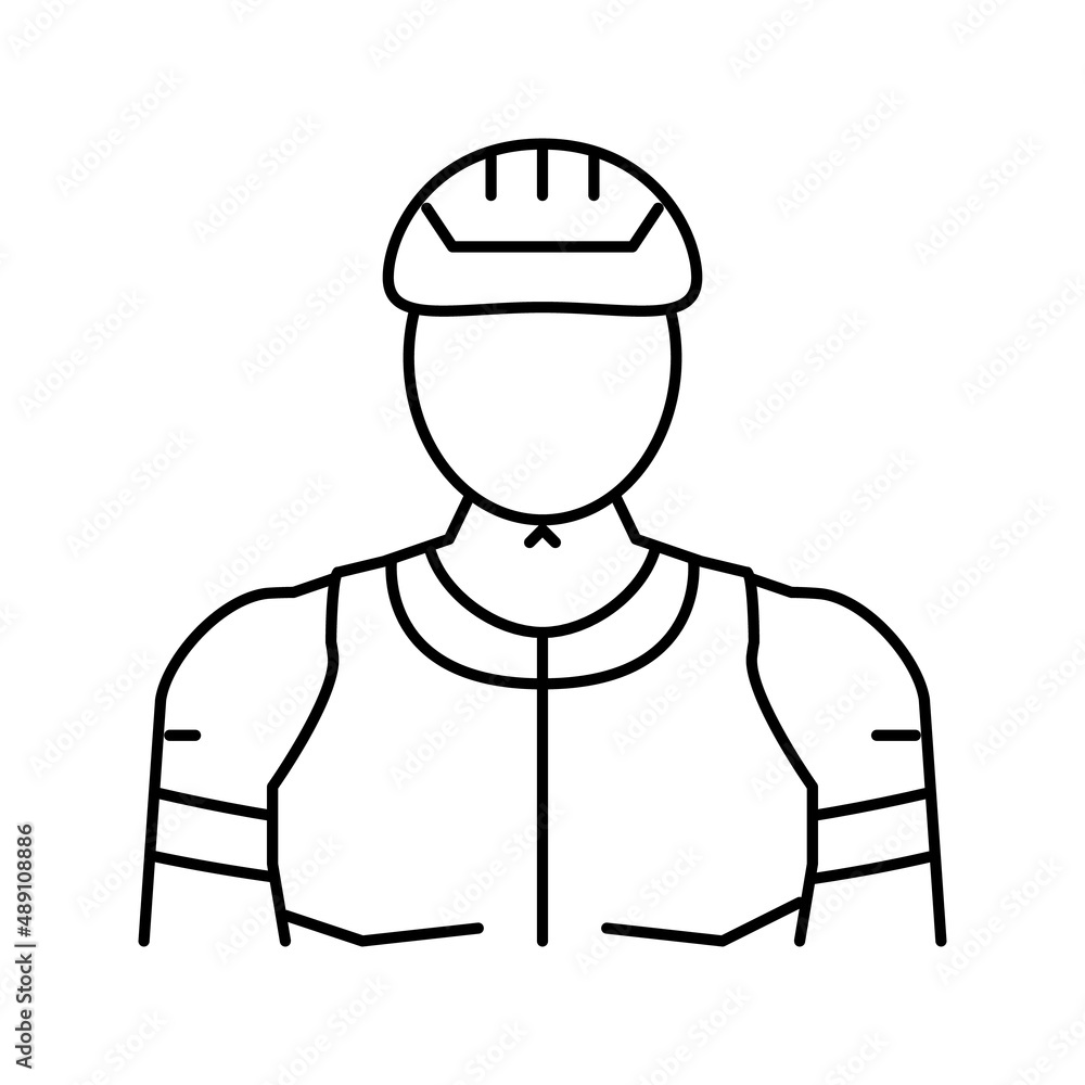 male cyclist line icon vector illustration