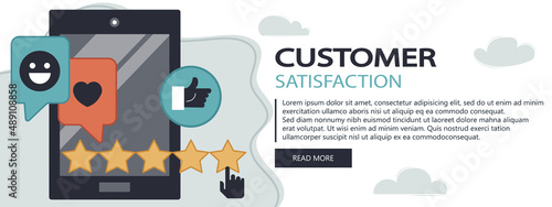 Feedback. Rating on customer service illustration. Website rating feedback and review concept. Flat vector illustration