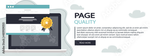 Page quality website banner. Rating on customer service. Website rating. Flat vector illustration.