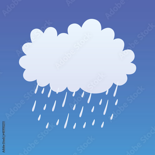 Rain cloud in a dark sky, weather forecast flat vector icon.