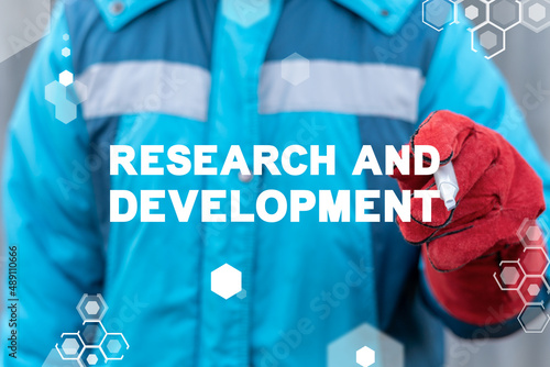 Concept of research and development. Research and Development Industry Engineering Innovation Science Technology.