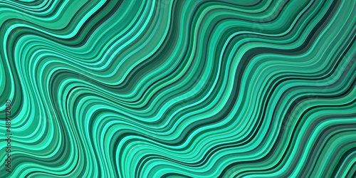 Light Green vector pattern with curved lines.