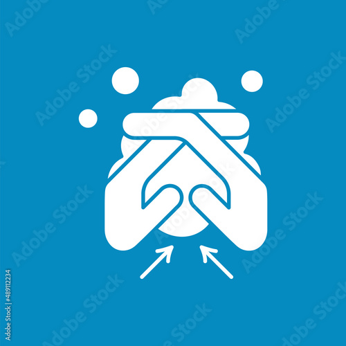Regulations glyph icon. Rules of correct hand washing.Washing between fingers. Hygiena concept. Filled flat sign. Isolated silhouette vector illustration