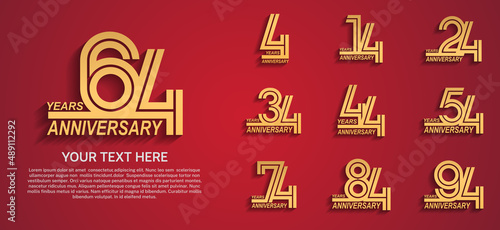 set anniversary logotype premium collection gold color multiple line style isolated on red background