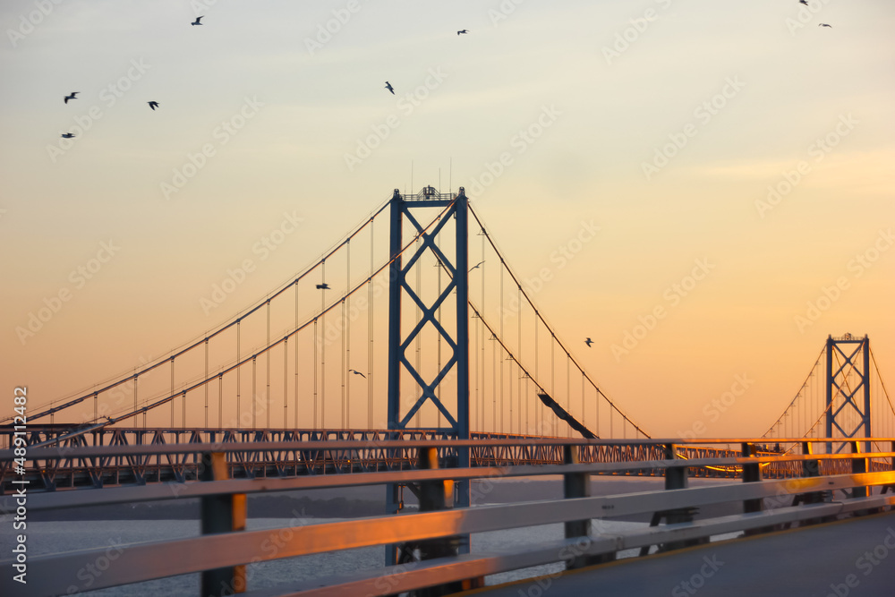 Fototapeta premium sunset over the bay bridge