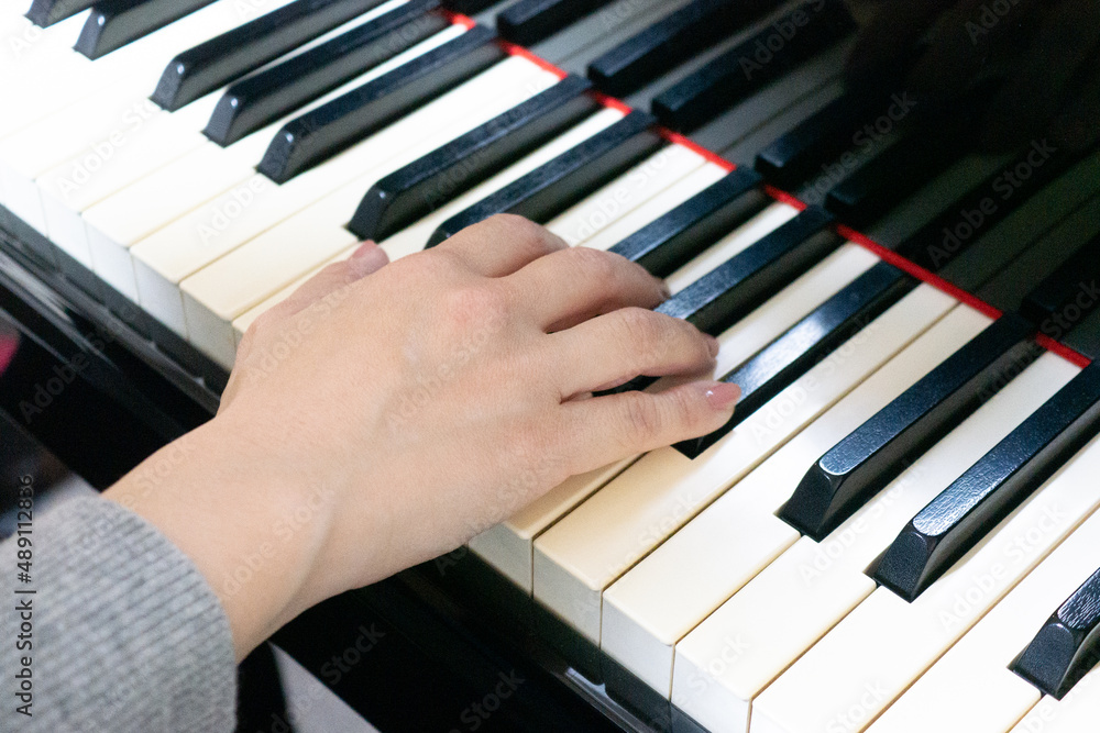 Obraz premium ピアノを弾く大人の女性の手
