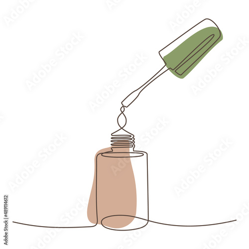 Decorative cosmetics for manicure and pedicure - Nail polish, continuous one line drawing, single line art. Vector
