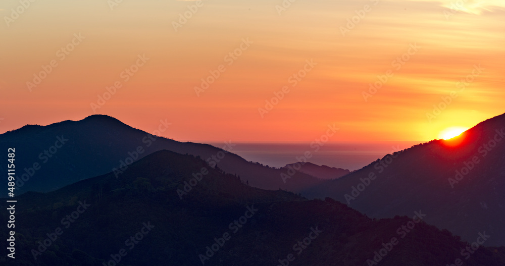 sunset over Los Padres mountains