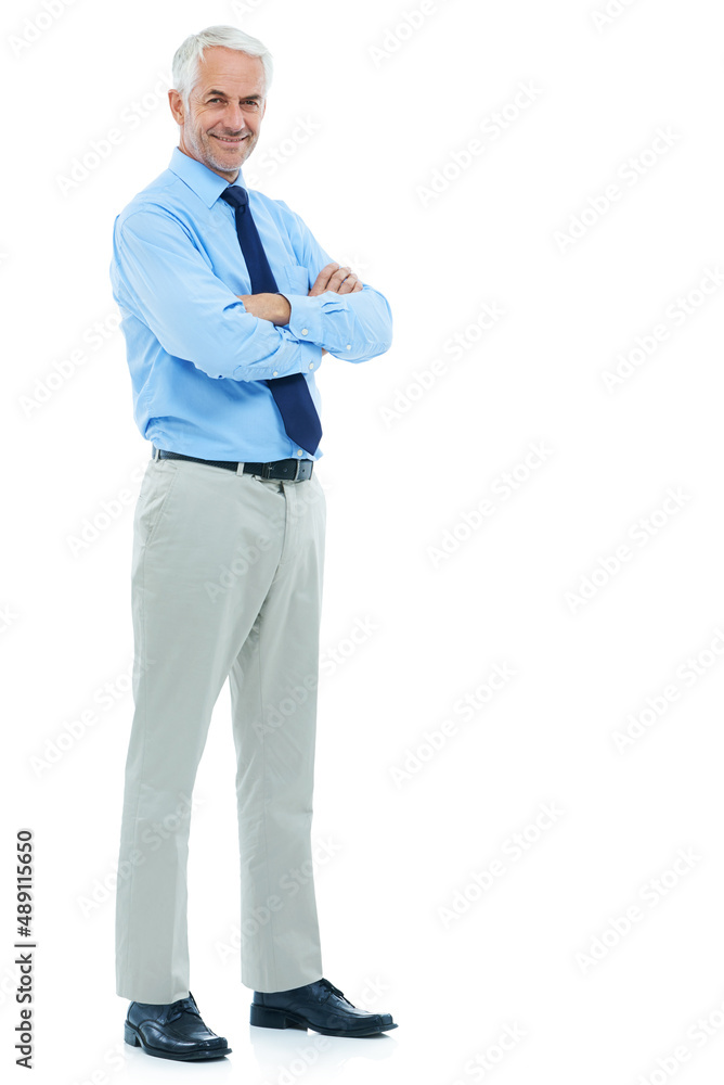 Right man for CEO. Full length shot of a mature businessman on a white background. Right man for CEO. Full length shot of a mature businessman on a white background.