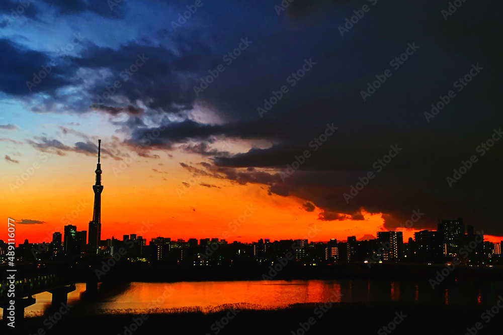東京の夕方