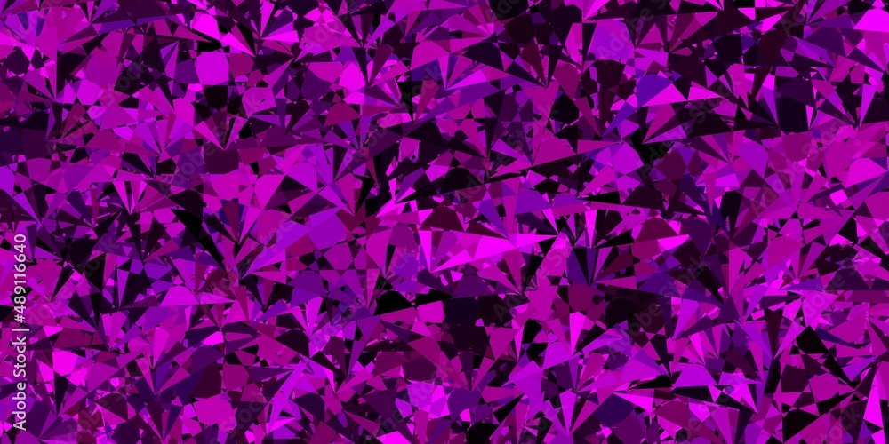 Dark Pink vector backdrop with triangles, lines.
