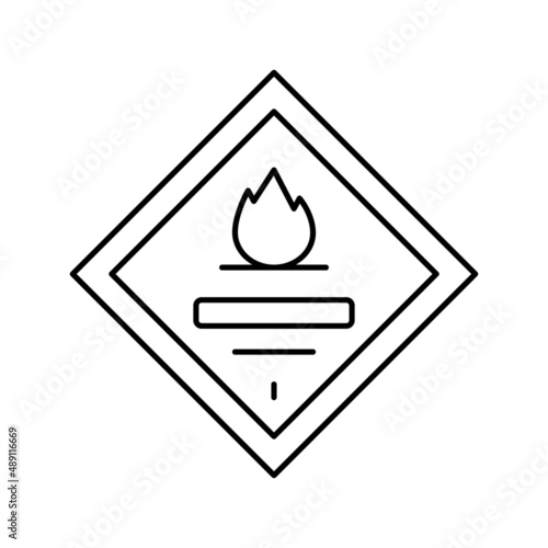 flammable sign line icon vector illustration