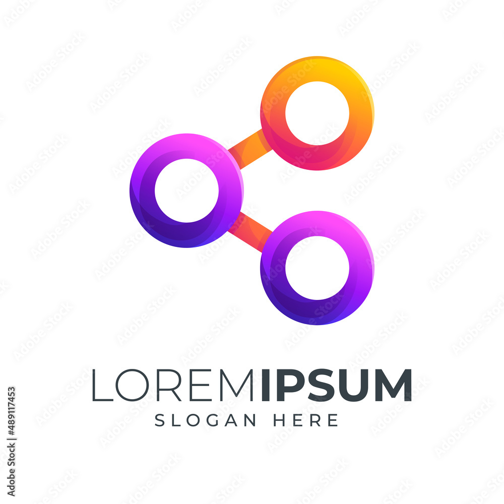 Obraz premium sharing icon design gradient color combination purple and orange can be use for logo, icon or landing page illustration