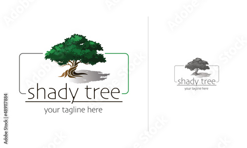 Illustration of tree and tree logo template, meaning that the tree can be a protector, a container, home, a place to grow, this logo is suitable for social foundations, orphanages, nursing homes.