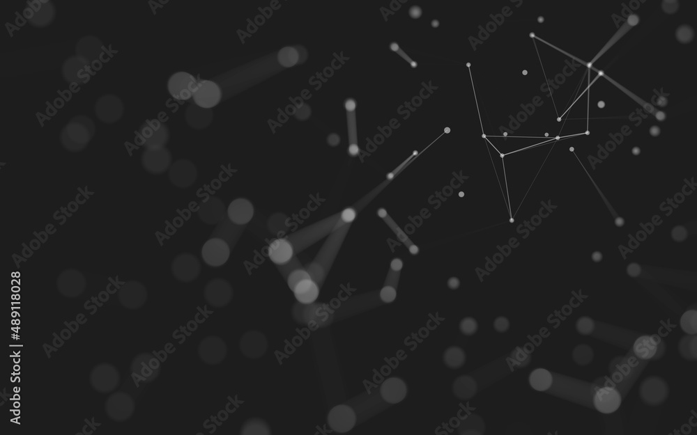 Naklejka premium Abstract background. Molecules technology with polygonal shapes, connecting dots and lines. Connection structure. Big data visualization.