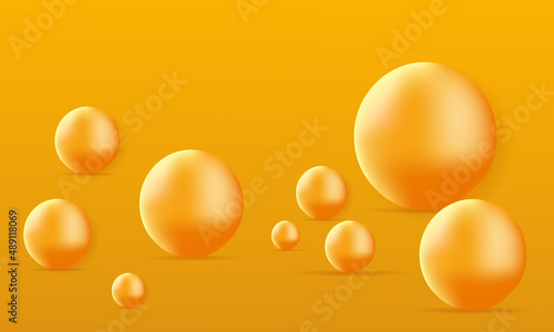 abstract dynamic 3d spheres yellow background