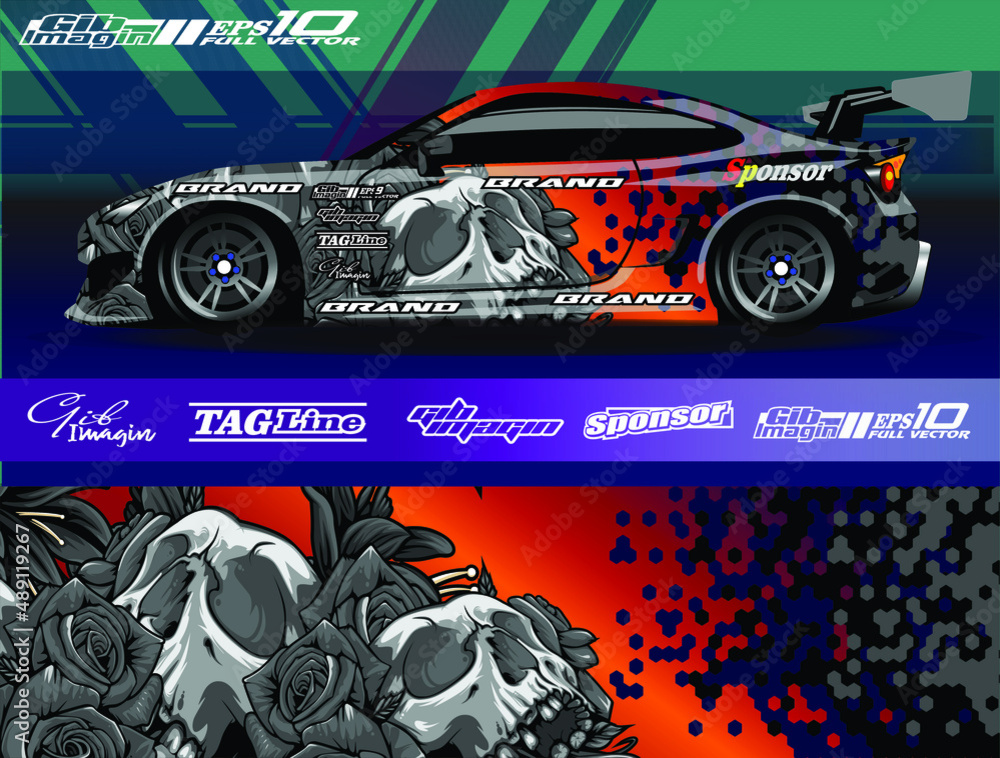 Car wrap design vector. Graphic abstract stripe racing background kit ...