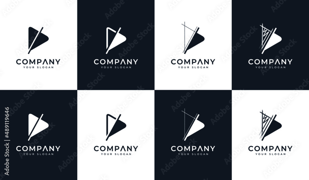 set of play sketch logo creative design