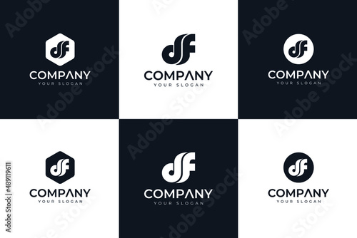 set of letter df logo creative design