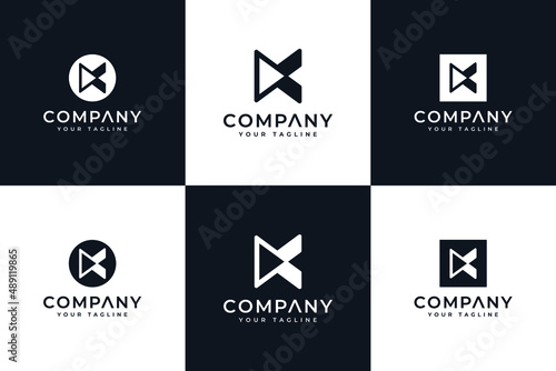 set of letter k play logo creative design