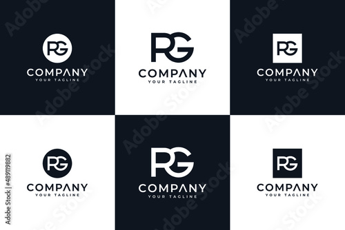 set of letter rg logo creative design