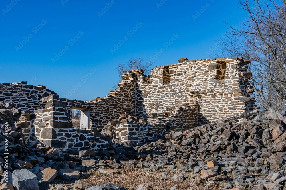 Historic Rose Barn Ruins on a Winter Afternoon, Gettysburg National Military Park, Pennsylvania, USA