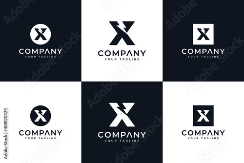 set of letter x bolt logo creative design