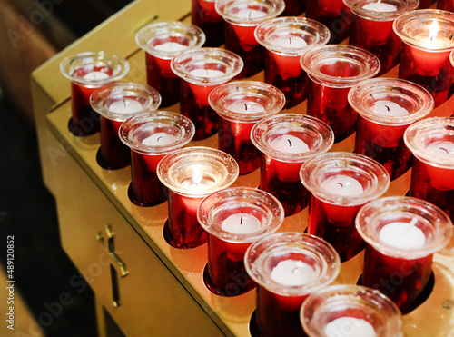 red glass candles