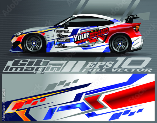 Graphic abstract stripe racing background designs for vehicle  rally  race  adventure and car racing livery.