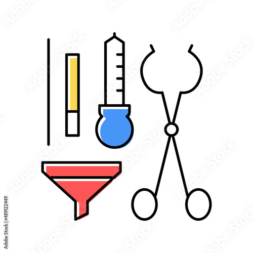 funel tongs dropper tools color icon vector isolated illustration