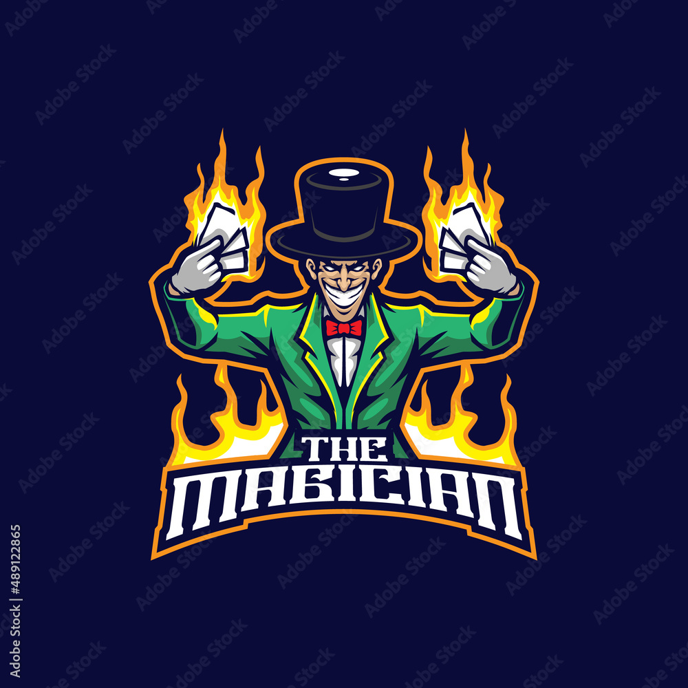 Magician mascot logo design vector with concept style for badge, emblem and t shirt printing. Smart magician illustration. Magician mascot logo design vector with concept style for badge, emblem and t shirt printing. Smart magician illustration.