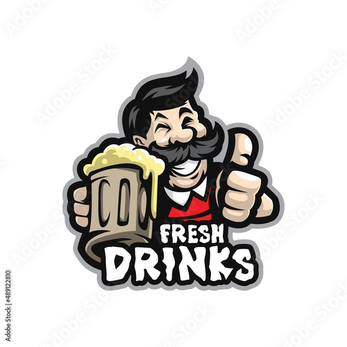 Fresh drinks mascot logo design vector with concept style for badge, emblem and t shirt printing. Fresh drinks illustration.