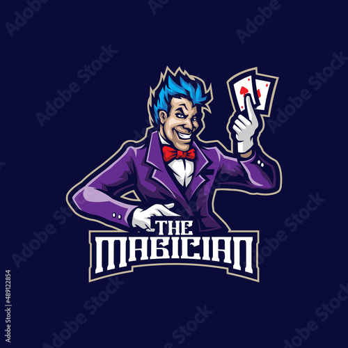 Magician mascot logo design vector with concept style for badge, emblem and t shirt printing. Smart magician illustration.